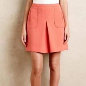 Anthropologie Maeve Coral Pleat Skirt